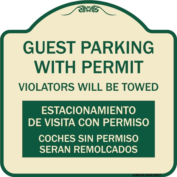 Signmission Guest Parking with Permit Violators Will Be Towed Estacionamento De Visita Con Permis, TG-1818-23927 A-DES-TG-1818-23927 - main